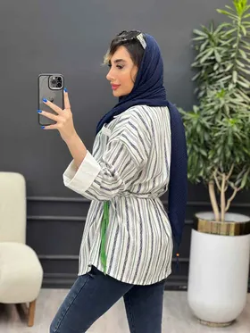 مانتو طرح دار کمر گت دو جیب