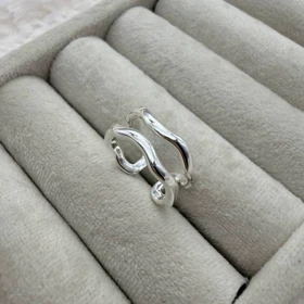 انگشتر نقره ای موج دار