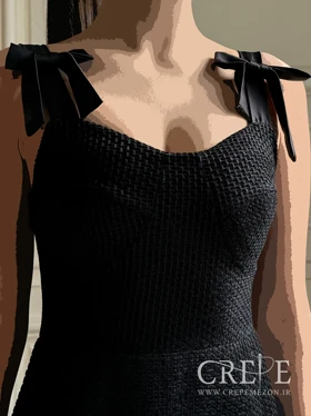 پیراهن دکلته مخمل طرح حصیری