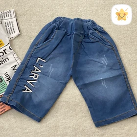 تیشرت شلوارک جین پسرانه مدل حروفی چاپی مناسب 1 تا 8 سال