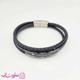 دستبند مردانه برند مون بلان مشکی نقره ای کد 370