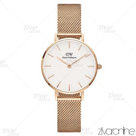 ساعت دنیل ولینگتون زنانه حصیری رزگلد صفحه سفید 102479