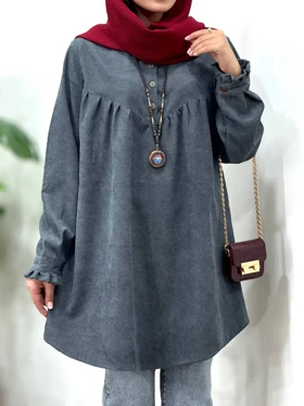 مانتو پاییزه یقه چین آیسو مانلی 2