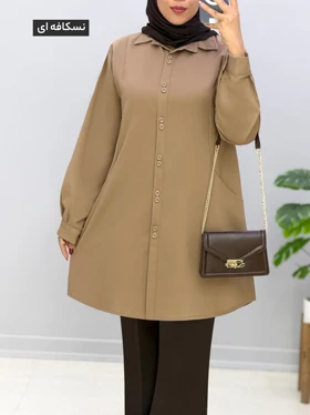 مانتو جلودکمه تنسل مارگات کد 9574030 (نسکافه ای)