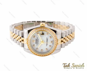 ساعت رولکس زنانه دورنگ رزگلد دورنگین صفحه سفید Rolex-5405-L