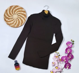 بافت یقه اسکی مدل شانیسا کد 40211 (قهوه ای)