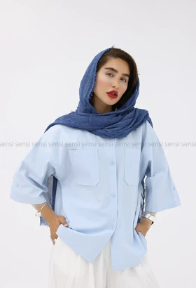 شومیز سرشانه دکمه لینن