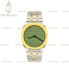 ساعت مچی گوچی سیلورطلایی صفحه سبز Gucci