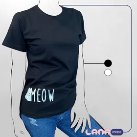 تیشرت طرح MEOW (رنگ مشکی و سفید)