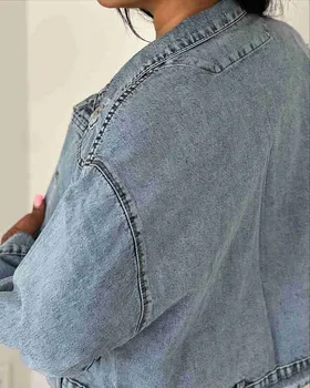 کت جین کوتاه مدل پرچی پارچه ترک قد 52