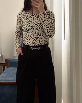 بلوز یقه گرد پلنگی