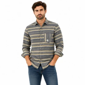 پیراهن مردانه پاییزه راه راه طوسی Grey line