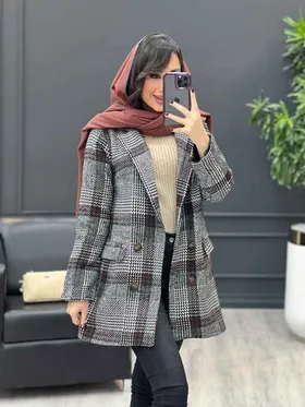 پالتو چهارخونه کوتاه چهار دکمه