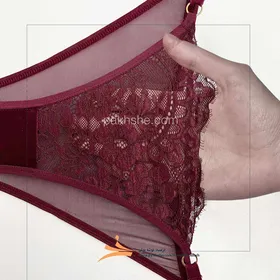 ست جکدار مخمل زرشکی فنردار برند نوشه پوش