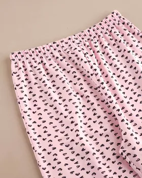 ست راحتی تی‌شرت و شلوار نخ‌پنبه قلبی