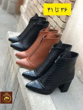 نیم بوت جلو زیپ زنانه مجلسی نوک تیز