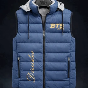 ژیله پافر دو رو برزنتی رنگ آبی کلاسیک مدل BTS کیفیت بالا