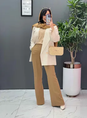 مانتو کتی راه راه دکمه طلایی