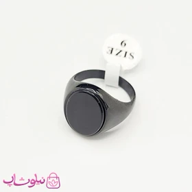 انگشتر مردانه استیل فول مشکی با سنگ دایره ای کیفیت مستر کد 750