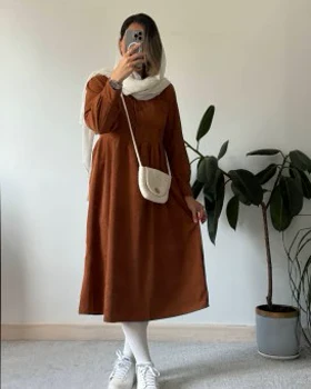 پیراهن مانتویی پاییزه آنیل جیب‌دار 1