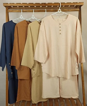 ست تونیک شلوار (کرمی)