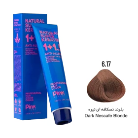 رنگ مو پینک ویژوآل شماره 6.17 رنگ بلوند نسکافه ای تیره حجم 120 میلی لیتر