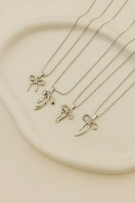 گردنبند پاپیون آبکاری نقره