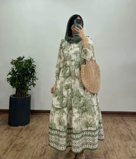پیراهن بلند طرحدار نخل 1