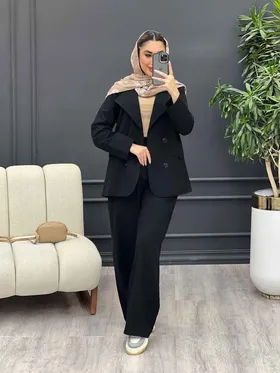 ست مانتو و شلوار لینن چهار دکمه