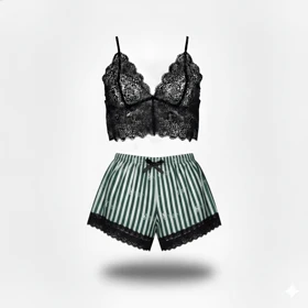 ست نیم‌تنه گیپور و شلوارک طرح ویکتوریا سکرت 116