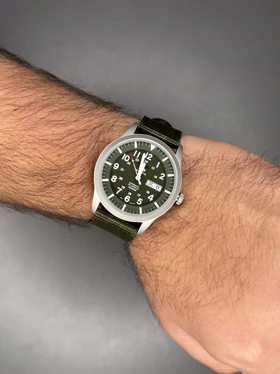 ساعت مچی سیکو خلبانی سبز بند برزنتی Seiko