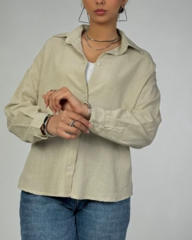 شومیز ساده کادنزا  کد 500504 (کرم)