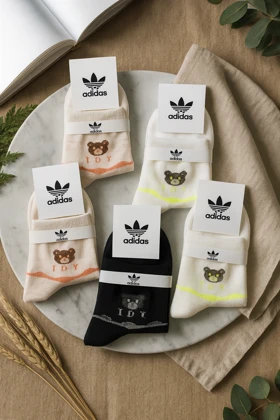تولیدی جوراب نیم ساق زنانه ودخترانه 12 جفتی برند آدیداس