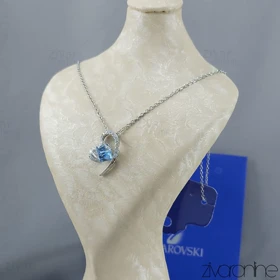 گردنبند سواروسکی مدل قلب با نگین آبی 50233