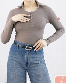 بلوز یقه دار جلو دکمه2092