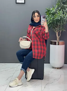 مانتو چهارخونه دو جیب