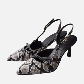 کفش مجلسی زنانه طرح پوست‌ماری Vipera Elegante صندل اسلینگ‌بک تین‌بانی