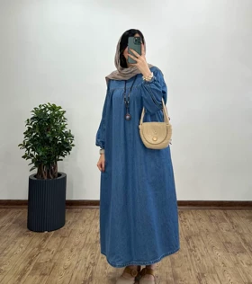 پیراهن مانتویی جین هانا با قد بلندتر(ایراد دار)