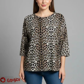 بلوز زنانه آستین سه ربع مدل آنا پلنگی کد 7510