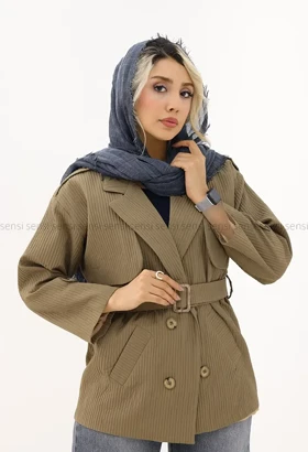 بارانی آستر دار میله ای کد1005041