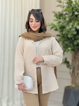 مانتو راه راه ریز پشت سه دکمه