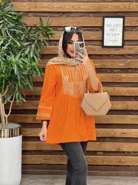 مانتو جلو بسته گلدوزی