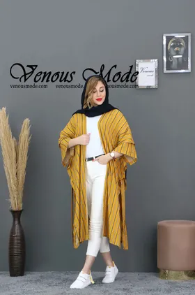 مانتو بلند نخی راه راه