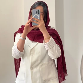 شال پلیسه نخی گندمی کد490