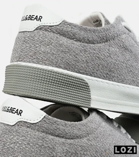 کفش کتانی مردانه طوسی سفید PULL & BEAR مدل 7450