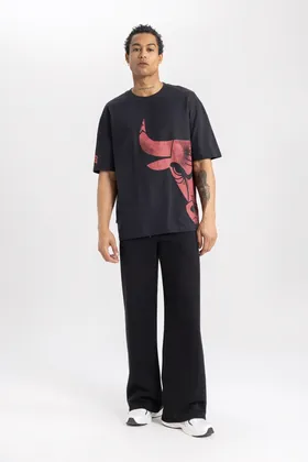 تیشرت DeFactoFit NBA Chicago Bulls Oversize Fit Crew Neck T-shirt B3889AX24SP