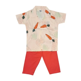 ست پیراهن و شلوار دخترانه مدل هاوایی هویجی کد 2013