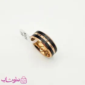 انگشتر رینگ مردانه استیل مشکی رزگلد طرح Cartier