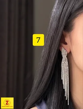 گوشواره بلند جواهری نگینی زنانه