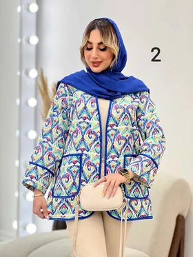 مانتو طرح دار نوار دوزی دو جیب